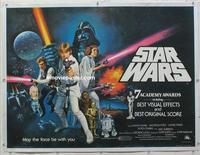 d039 STAR WARS linen British quad movie poster '77 George Lucas