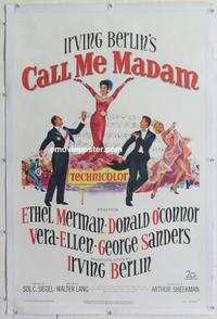 d317 CALL ME MADAM linen one-sheet movie poster '53 Ethel Merman, O'Connor