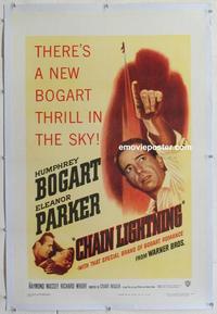 d319 CHAIN LIGHTNING linen one-sheet movie poster '49 Humphrey Bogart