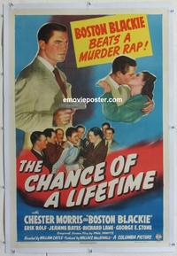 d320 CHANCE OF A LIFETIME linen one-sheet movie poster '43 Boston Blackie