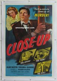 d324 CLOSE-UP linen one-sheet movie poster '48 Alan Baxter, film noir