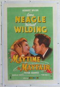 d031 MAYTIME IN MAYFAIR linen English one-sheet movie poster '52 Neagle