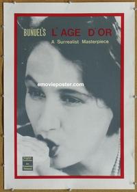 d018 GOLDEN AGE linen English movie poster R80s Luis Bunuel, French!