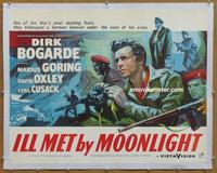 d027 ILL MET BY MOONLIGHT linen English half-sheet movie poster '58 Bogarde