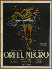 d091 BLACK ORPHEUS linen French movie poster '60 cool Allard artwork!