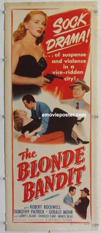 d265 BLONDE BANDIT linen insert movie poster '49 bad Dorothy Patrick!