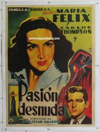d045 NAKED PASSION linen Mexican movie poster '53 Luis Cesar, Felix