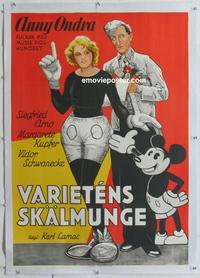 d060 FAIR PEOPLE linen Swedish movie poster '30 Ondra as Mickey Mouse!