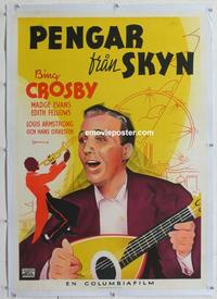 d069 PENNIES FROM HEAVEN linen Swedish movie poster '36 Bing Crosby