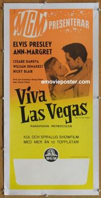 d055 VIVA LAS VEGAS linen Swedish insert movie poster '64 Elvis Presley