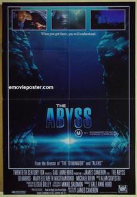 e071 ABYSS Australian one-sheet movie poster '89 James Cameron, Mastrantonio