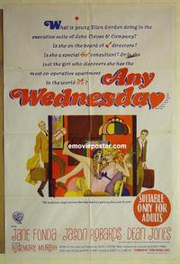 e086 ANY WEDNESDAY Australian one-sheet movie poster '66 Jane Fonda, Jason Robards