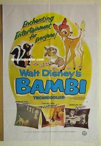 e093 BAMBI Australian one-sheet movie poster R79 Walt Disney cartoon classic!