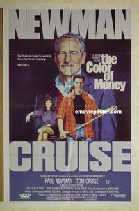 e132 COLOR OF MONEY Australian one-sheet movie poster '86 Paul Newman, Tom Cruise