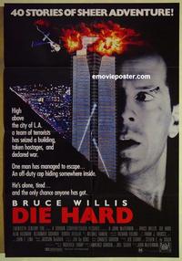 e149 DIE HARD Australian one-sheet movie poster '88 Bruce Willis, Alan Rickman