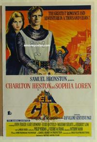 e158 EL CID Australian one-sheet movie poster '61 Charlton Heston, Sophia Loren