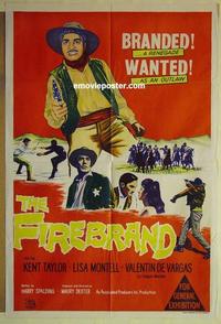 e165 FIREBRAND Australian one-sheet movie poster '62 western gringo outlaw!