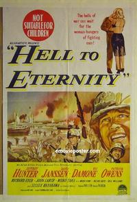 e204 HELL TO ETERNITY Australian one-sheet movie poster '60 Jeffrey Hunter, WWII