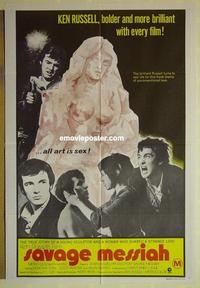 e321 SAVAGE MESSIAH Australian one-sheet movie poster '72 Ken Russell