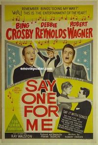 e322 SAY ONE FOR ME Australian one-sheet movie poster '59 Bing Crosby, Reynolds