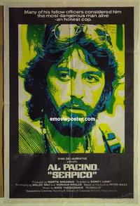 e325 SERPICO Australian one-sheet movie poster '74 Al Pacino crime classic!