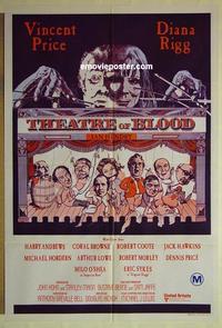 e361 THEATRE OF BLOOD Australian one-sheet movie poster '73 Vincent Price, Rigg