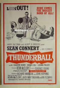 e364 THUNDERBALL 'red' Australian one-sheet movie poster R70s Sean Connery as Bond