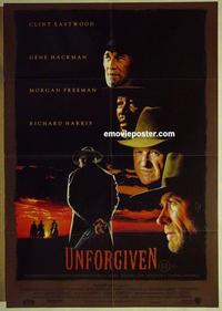 e375 UNFORGIVEN Australian one-sheet movie poster '92 Eastwood, Hackman