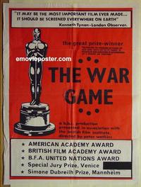 e381 WAR GAME Australian one-sheet movie poster '65 nuclear war documentary!