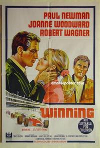 e389 WINNING Australian one-sheet movie poster '69 Paul Newman, Indy car racing!
