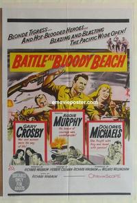 e096 BATTLE AT BLOODY BEACH Australian one-sheet movie poster '61 Audie Murphy