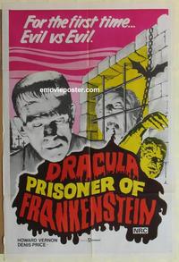 e153 DRACULA PRISONER OF FRANKENSTEIN Australian one-sheet movie poster '72 Franco