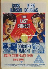 e233 LAST SUNSET Australian one-sheet movie poster '61 Rock Hudson, Douglas