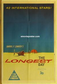 e243 LONGEST DAY Australian one-sheet movie poster '62 John Wayne, all-star cast!