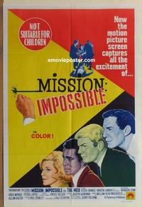 e262 MISSION IMPOSSIBLE Australian one-sheet movie poster '67 Peter Graves