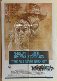 e263 MISSOURI BREAKS Australian one-sheet movie poster '76 Brando, Nicholson