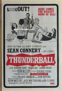 e365 THUNDERBALL 'black' Australian one-sheet movie poster R70s Connery as Bond
