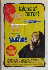 e379 VULTURE Australian one-sheet movie poster '66 Robert Hutton, Akim Tamiroff
