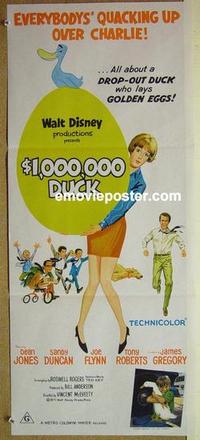 e396 $1,000,000 DUCK Australian daybill movie poster '71 Disney, Dean Jones