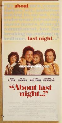 e405 ABOUT LAST NIGHT Australian daybill movie poster '86 Lowe, Demi Moore