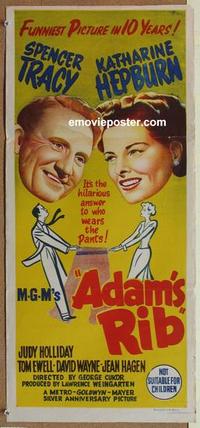 e406 ADAM'S RIB Australian daybill movie poster '49 Tracy, Kate Hepburn