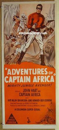 e408 ADVENTURES OF CAPTAIN AFRICA Australian daybill movie poster '55 serial