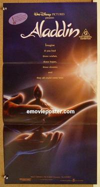 e413 ALADDIN #2 Australian daybill movie poster '93 Walt Disney cartoon!