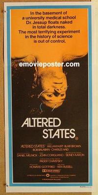 e418 ALTERED STATES Australian daybill movie poster '80 Paddy Chayefsky