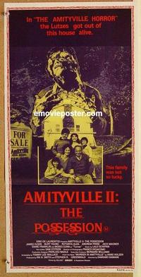 e424 AMITYVILLE 2 Australian daybill movie poster '82 The Possession, horror!