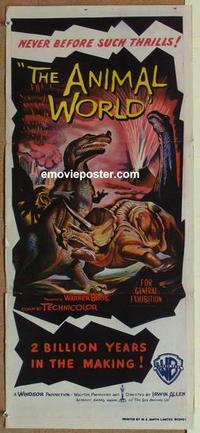 e426 ANIMAL WORLD Australian daybill movie poster '56 animals & dinosaurs!