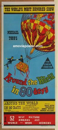 e430 AROUND THE WORLD IN 80 DAYS Australian daybill poster '57 all-stars, around-the-world epic!