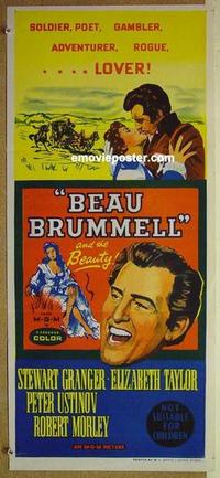 e447 BEAU BRUMMELL Australian daybill movie poster '54 Liz Taylor, Granger