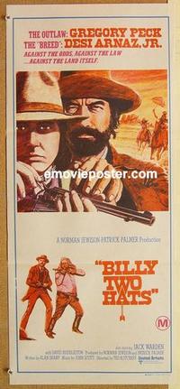 e464 BILLY TWO HATS Australian daybill movie poster '74 Peck, Desi Arnaz Jr