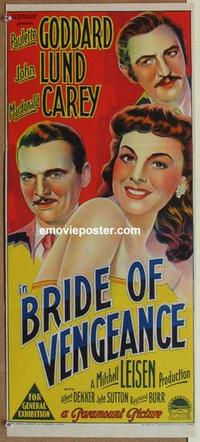 e484 BRIDE OF VENGEANCE Australian daybill movie poster '49 Paulette Goddard